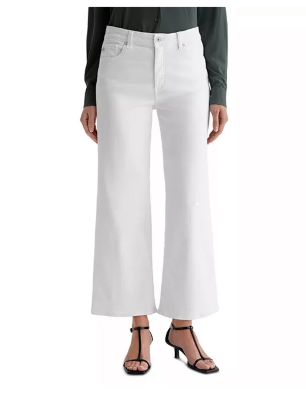 AG Saige Mid Rise Wide Leg Cropped Jeans in Gallery White size 26 excellent cond